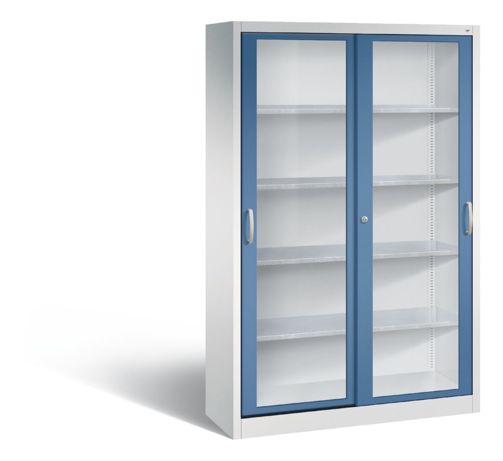 Produktbild C+P Werkzeug Schiebetürenschrank Acurado 2000 H 1950 mm lichtgrau fernblau