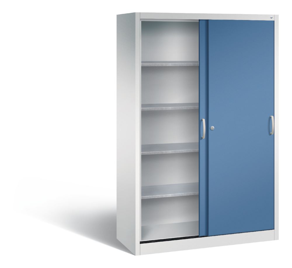 Produktbild C+P Schiebetürenschrank Acurado 2000 4 große Fachböden fernblau 1200 x 500 x 1950 mm bild 2