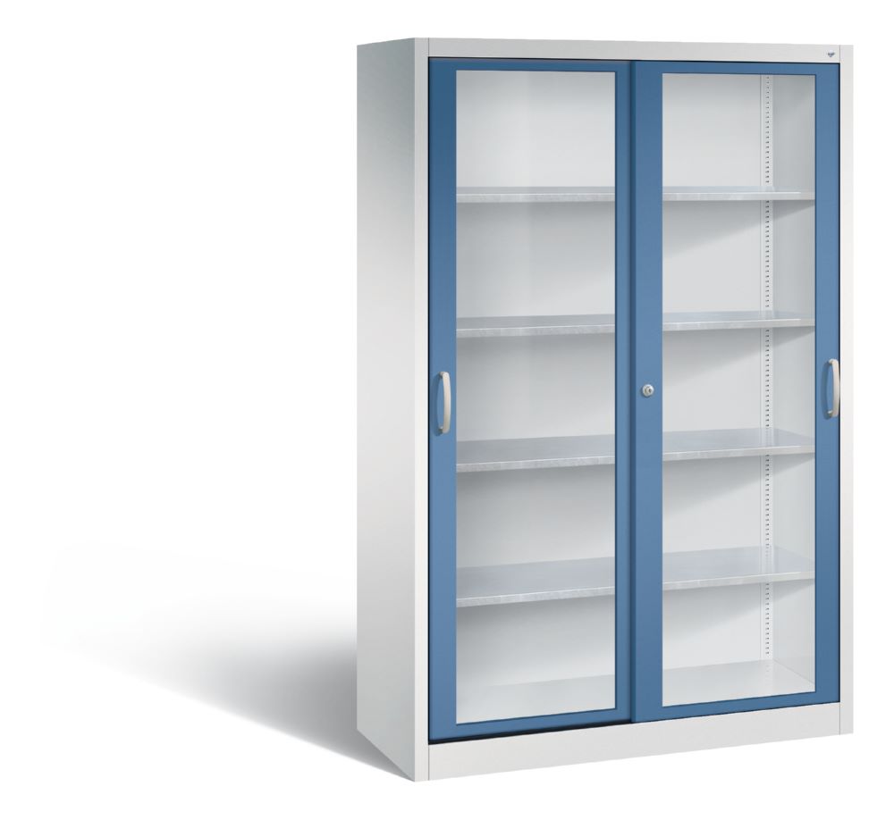 Produktbild C+P Werkzeug Schiebetürenschrank Acurado 2000 H 1950 mm lichtgrau fernblau