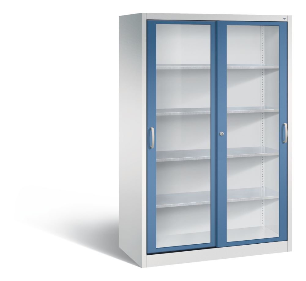 Produktbild C+P Werkzeug Schiebetürenschrank Acurado 2000 H 1950 mm lichtgrau fernblau