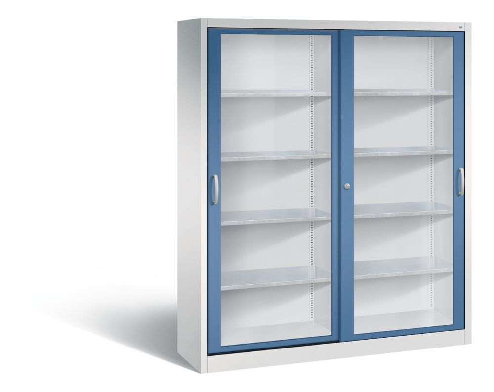 Produktbild C+P Schiebetürenschrank Acurado 2000 1950 x 1600 x 400 mm lichtgrau fernblau