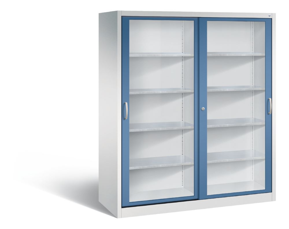 Produktbild C+P Schiebetürenschrank Acurado 2000 1950 x 1600 x 600 mm lichtgrau fernblau