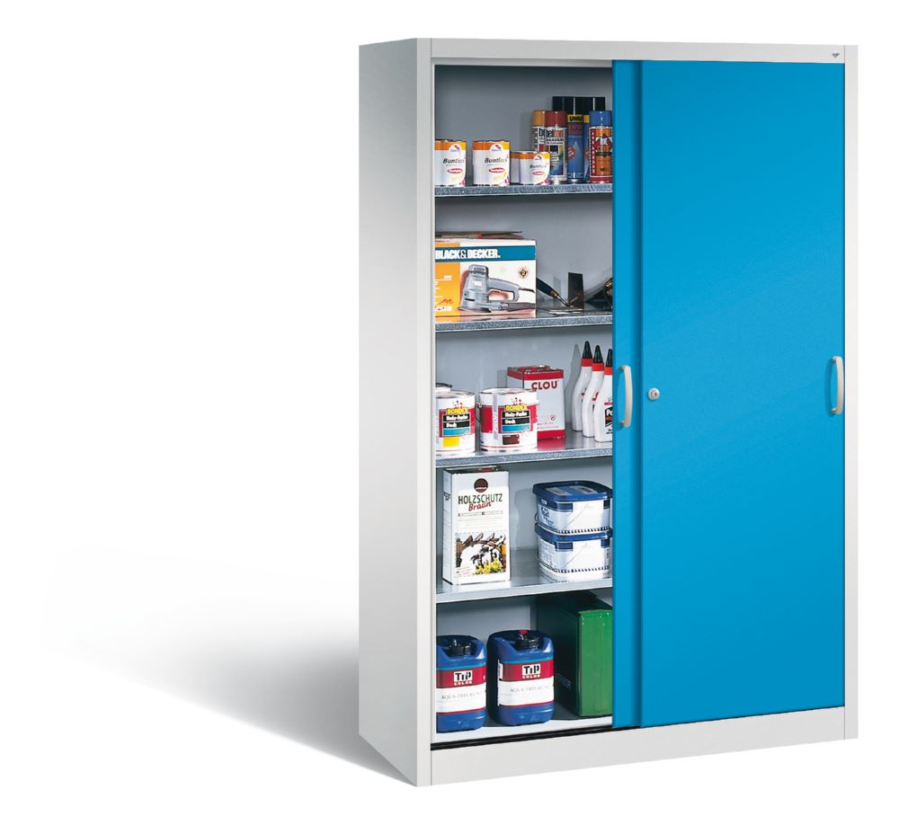 Produktbild C+P Schiebetürenschrank Acurado 4 große Fachböden lichtblau 1200 x 500 x 1950 mm bild 3