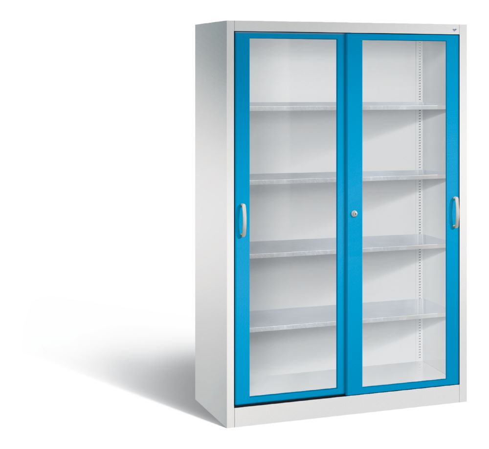 Produktbild C+P Werkzeug Schiebetürenschrank Acurado 2000 H 1950 mm lichtgrau lichtblau