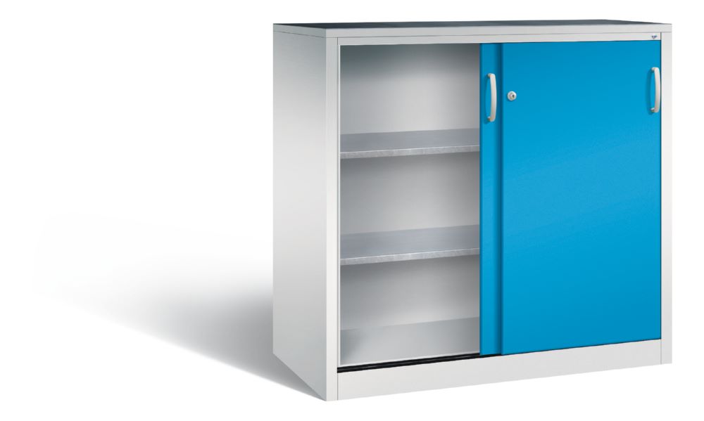 Produktbild C+P Schiebetürenschrank mit Leichtlaufrollen lichtblau 1200 x 600 x 1200 mm bild 2
