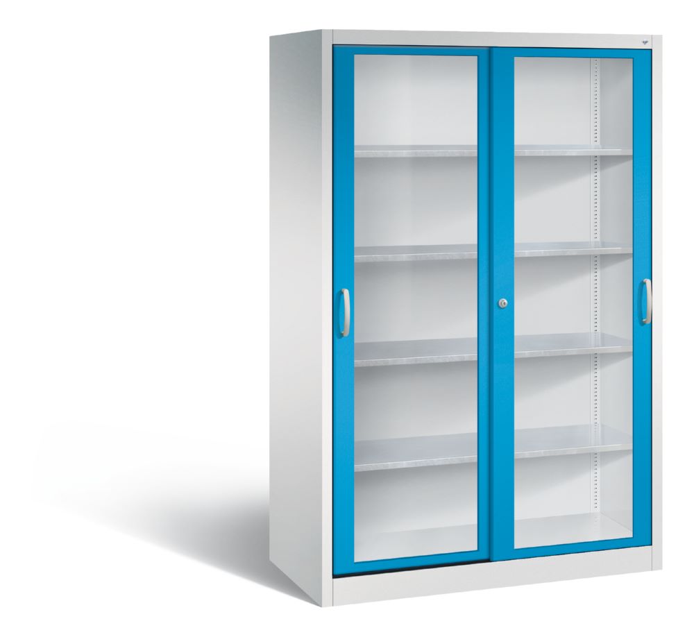 Produktbild C+P Werkzeug Schiebetürenschrank Acurado 2000 H 1950 mm lichtgrau lichtblau