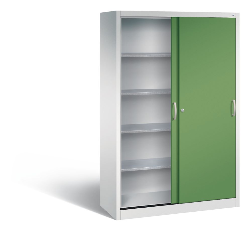 Produktbild C+P Schiebetürenschrank Acurado 4 große Fachböden resedagrün 1200 x 500 x 1950 mm bild 2