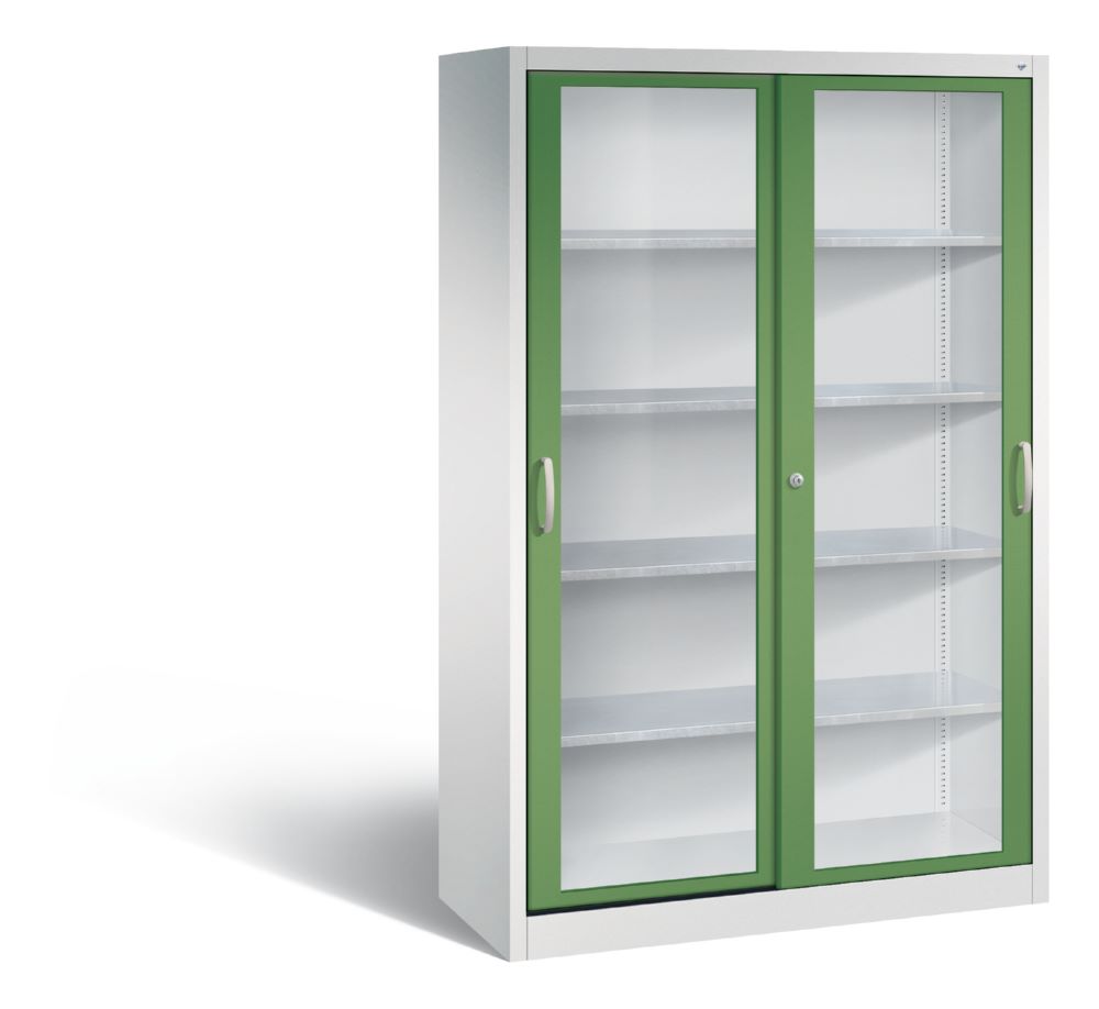 Produktbild C+P Werkzeug Schiebetürenschrank Acurado 2000 H 1950 mm lichtgrau resedagrün
