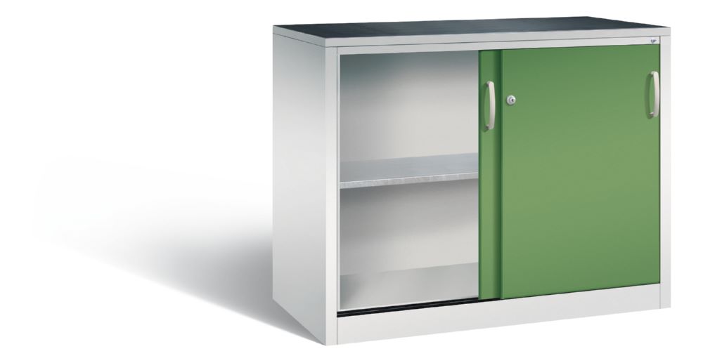 Produktbild C+P Schiebetürenschrank Acurado mit Acrylglaseinsatz resedagrün 1200 x 600 x 1000 mm bild 2