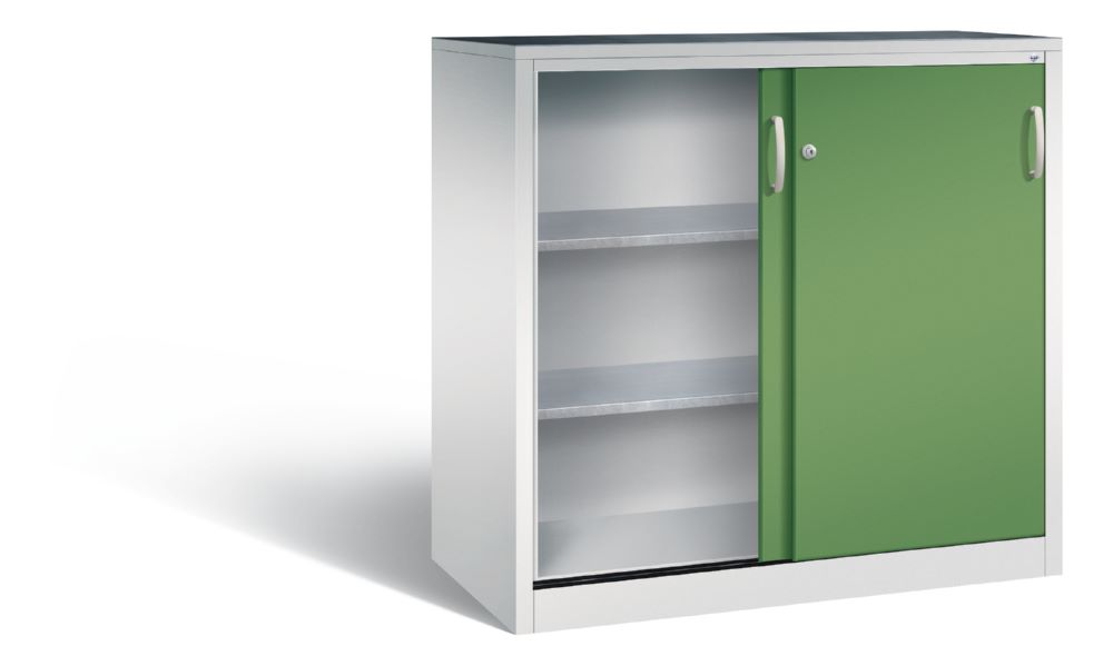 Produktbild C+P Schiebetürenschrak mit Leichtlaufrollen resedagrün 1200 x 600 x 1200 mm bild 2