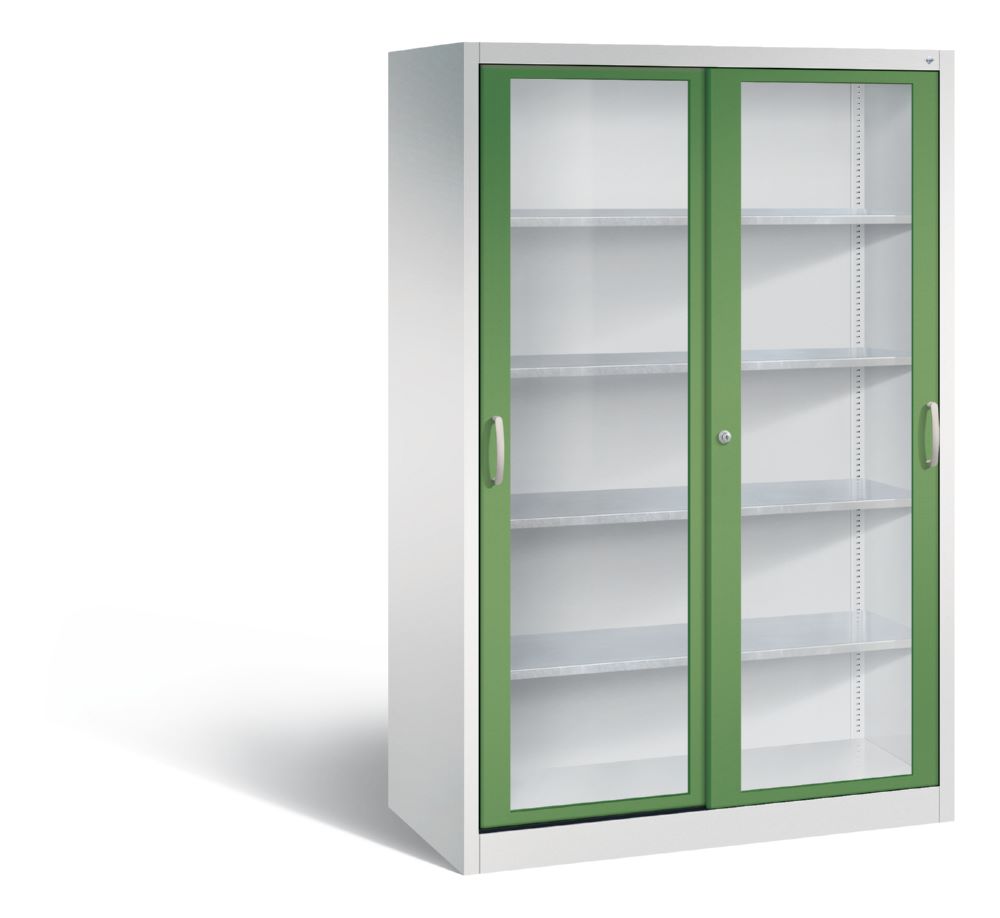 Produktbild C+P Werkzeug Schiebetürenschrank Acurado 2000 H 1950 mm lichtgrau resedagrün