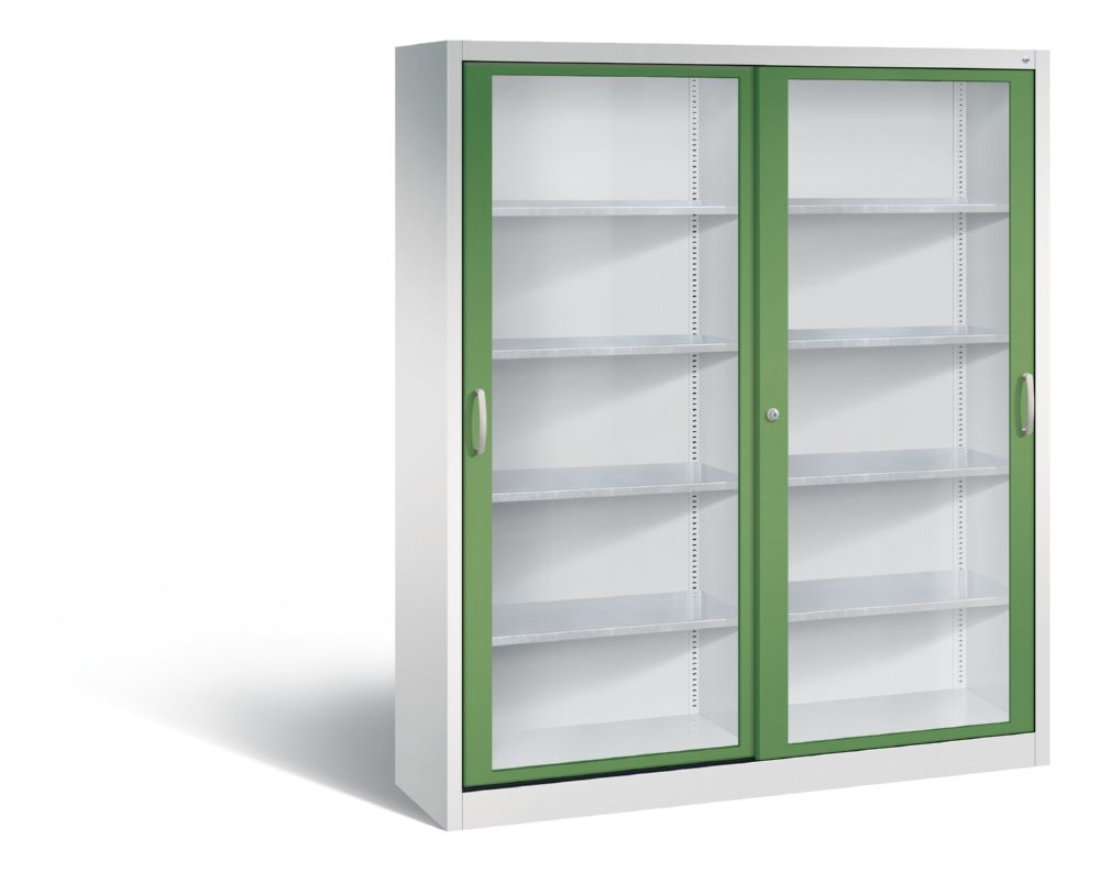 Produktbild C+P Schiebetürenschrank Acurado 2000 1950 x 1600 x 400 mm lichtgrau resedagrün