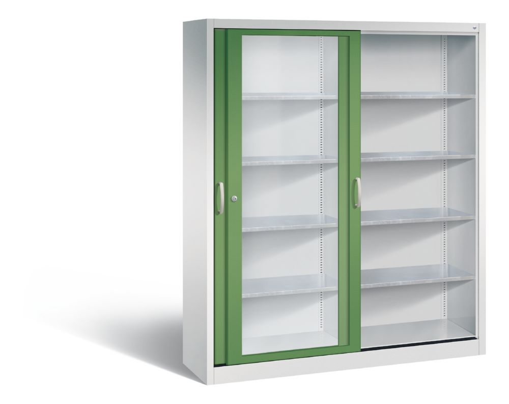 Produktbild C+P Schiebetürenschrank Acurado 2000 1950 x 1600 x 400 mm lichtgrau resedagrün bild 2