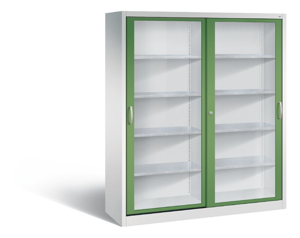 Produktbild C+P Schiebetürenschrank Acurado 2000 1950 x 1600 x 500 mm lichtgrau resedagrün