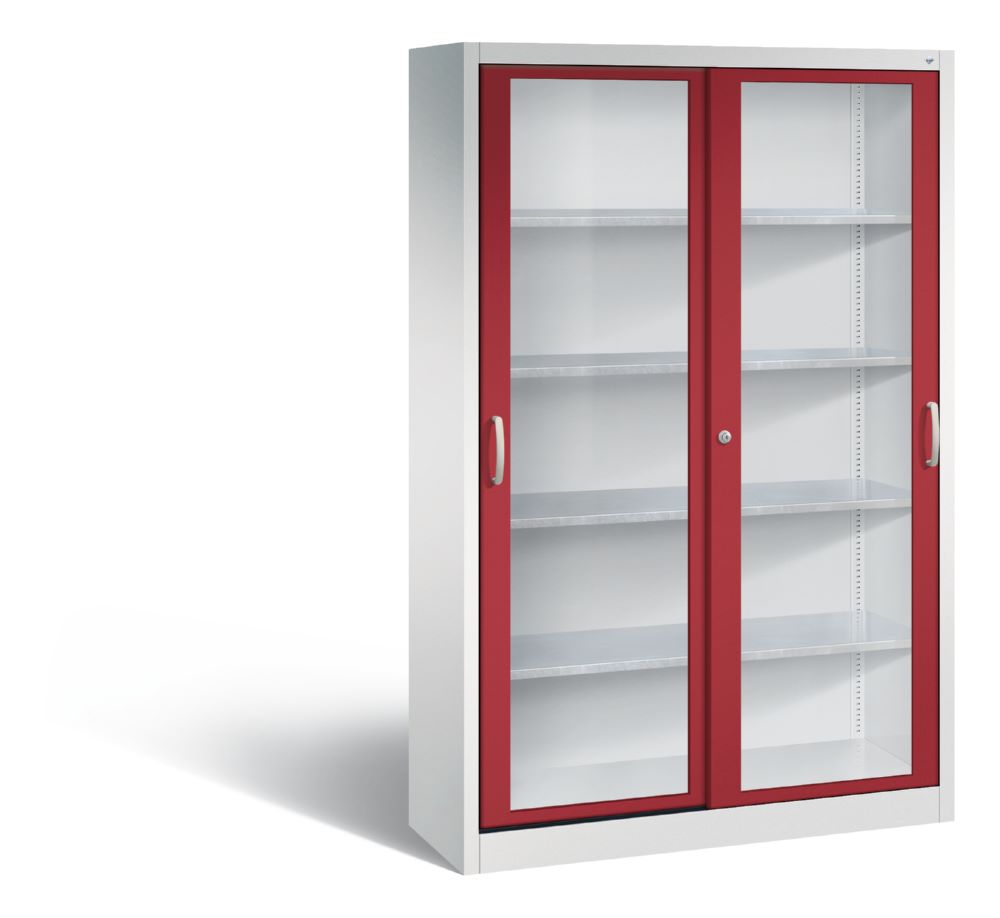 Produktbild C+P Werkzeug Schiebetürenschrank Acurado 2000 H 1950 mm lichtgrau rubinrot