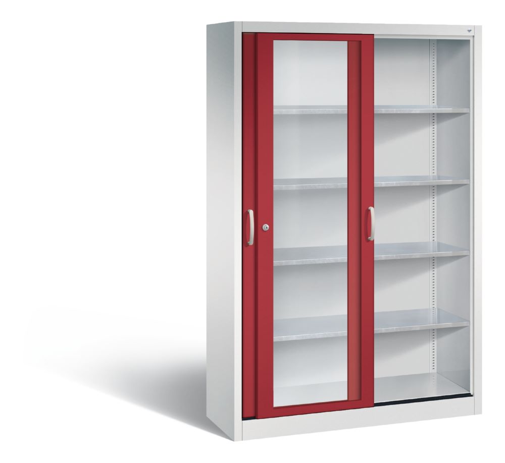 Produktbild C+P Werkzeug Schiebetürenschrank Acurado 2000 H 1950 mm lichtgrau rubinrot bild 2