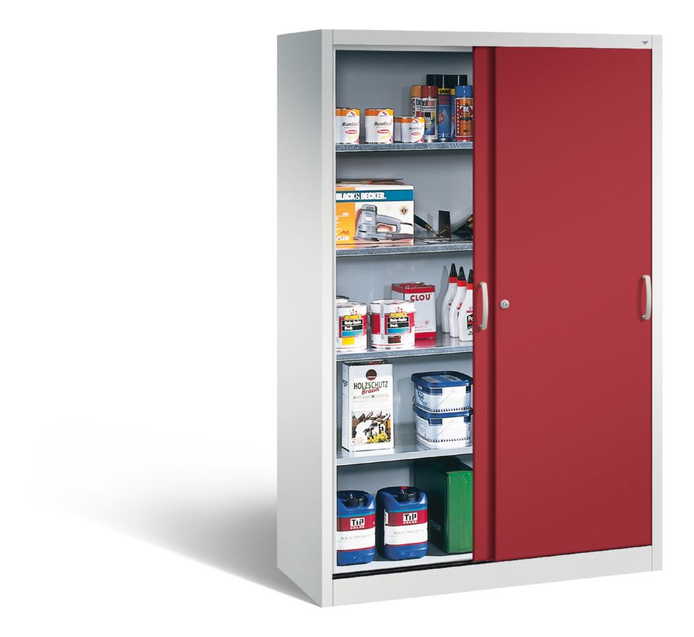 Produktbild C+P Schiebetürenschrank Acurado 2000 4 große Fachböden rubinrot 1200 x 500 x 1950 mm bild 3