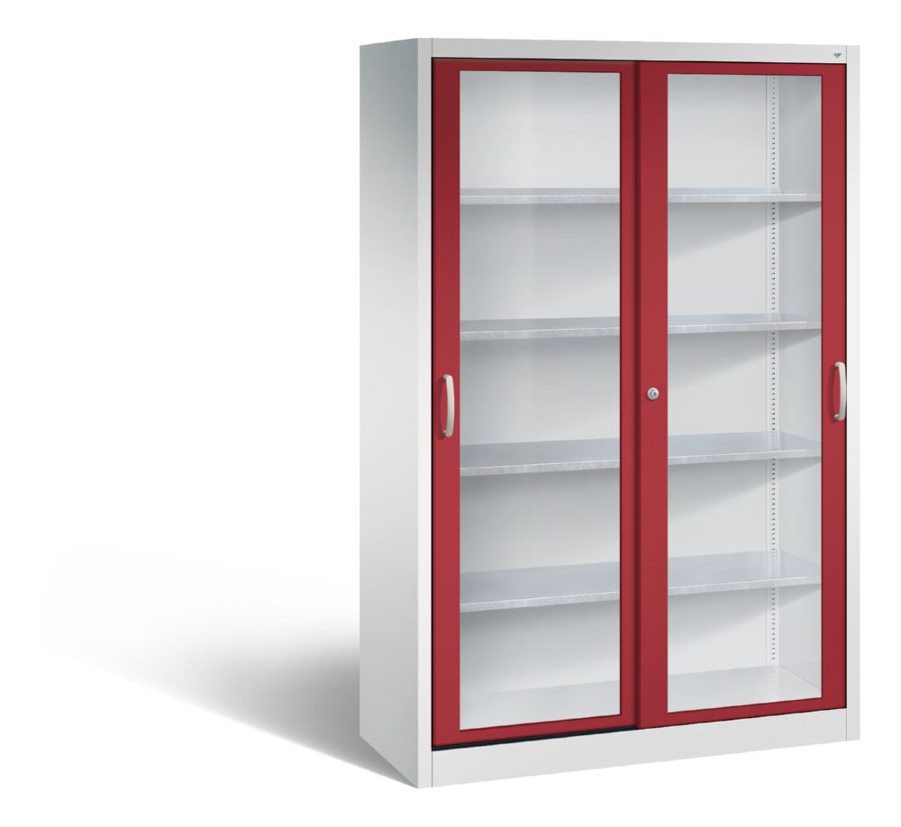 Produktbild C+P Werkzeug Schiebetürenschrank Acurado 2000 H 1950 mm lichtgrau rubinrot