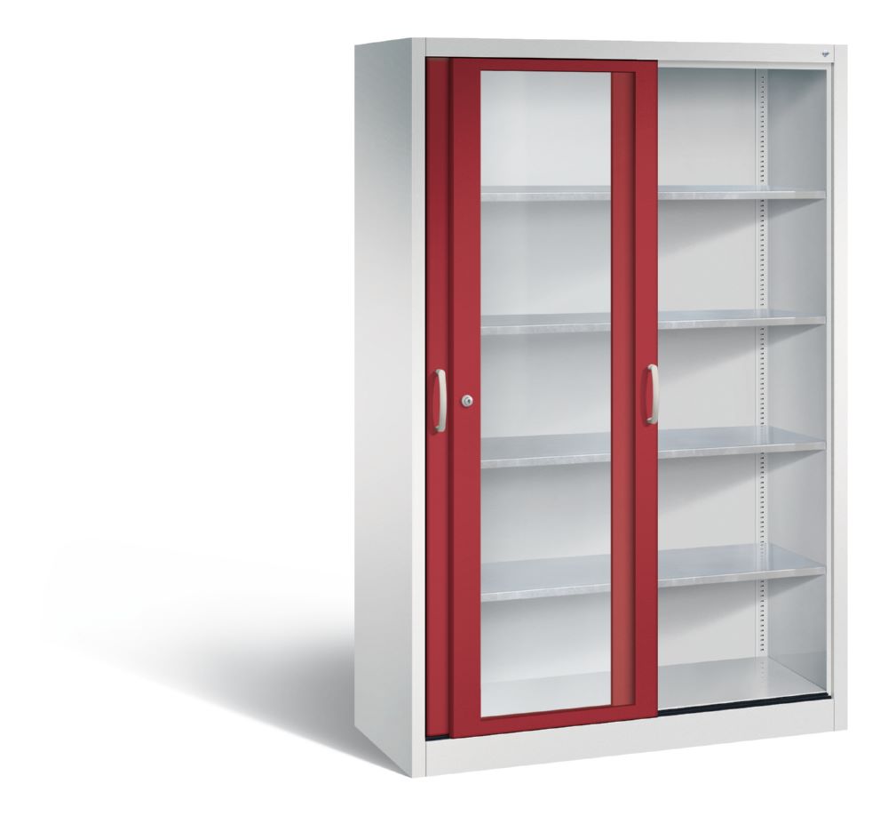 Produktbild C+P Werkzeug Schiebetürenschrank Acurado 2000 H 1950 mm lichtgrau rubinrot bild 2