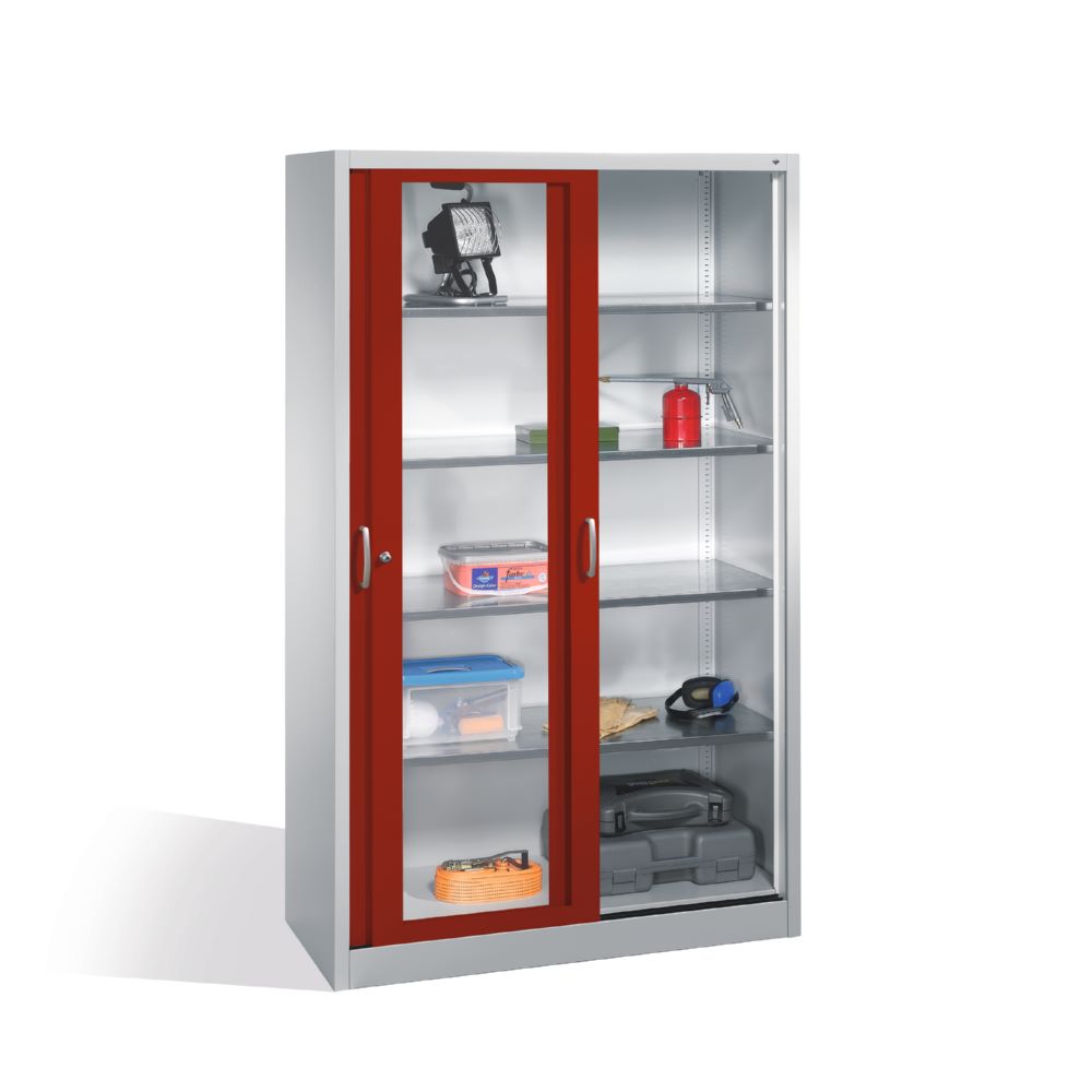 Produktbild C+P Werkzeug Schiebetürenschrank Acurado 2000 H 1950 mm lichtgrau rubinrot bild 3