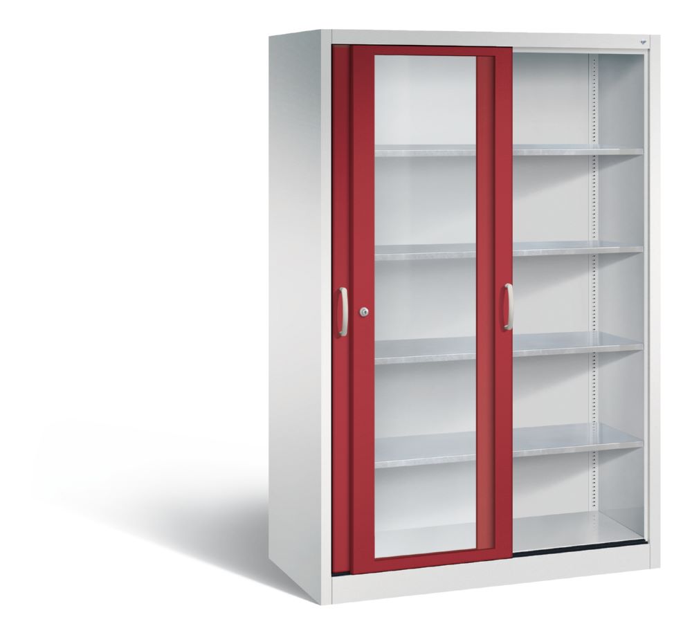 Produktbild C+P Werkzeug Schiebetürenschrank Acurado 2000 H 1950 mm lichtgrau rubinrot bild 2