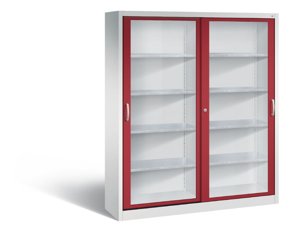 Produktbild C+P Schiebetürenschrank Acurado 2000 1950 x 1600 x 400 mm lichtgrau rubinrot