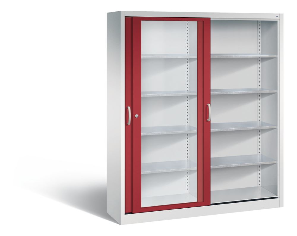 Produktbild C+P Schiebetürenschrank Acurado 2000 1950 x 1600 x 400 mm lichtgrau rubinrot bild 2