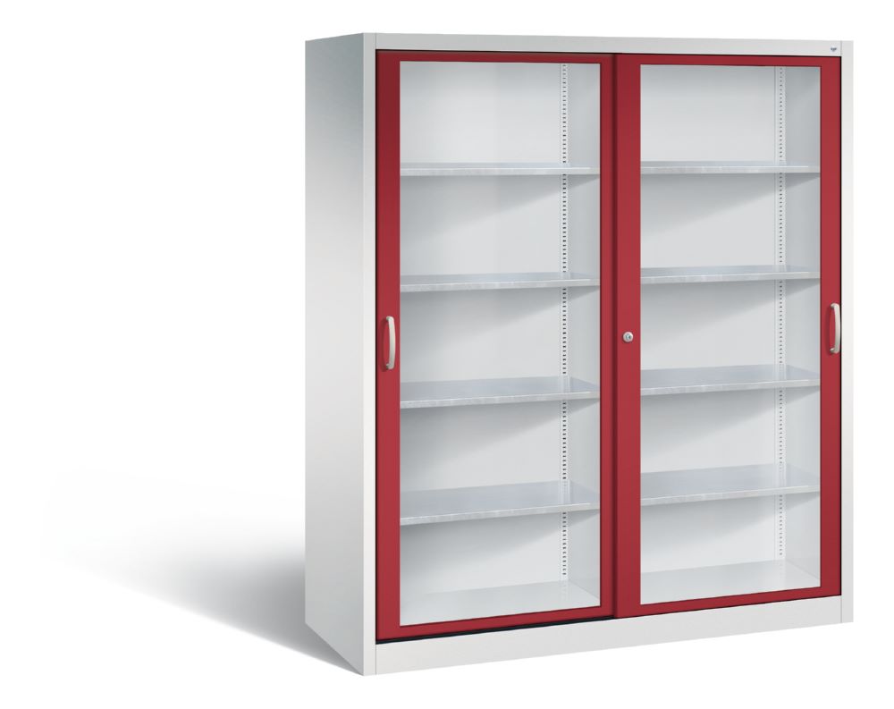 Produktbild C+P Schiebetürenschrank Acurado 2000 1950 x 1600 x 600 mm lichtgrau rubinrot