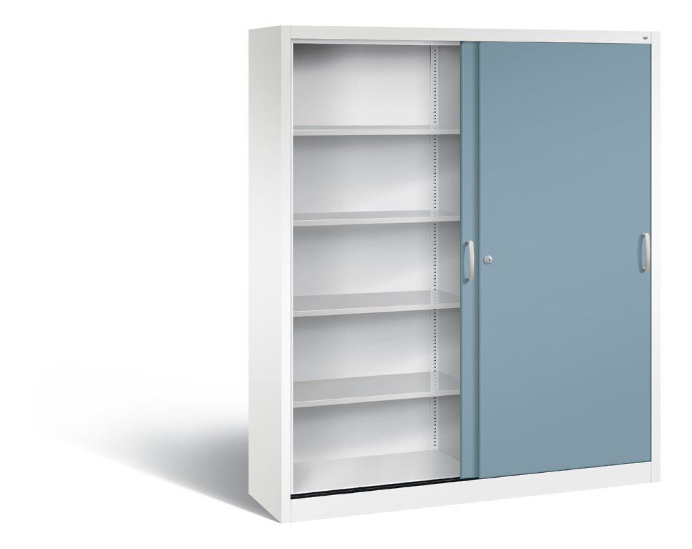 Produktbild C+P Schiebetürenschrank Acurado 2000 1950 x 1600 x 400 mm weiß horizontblau