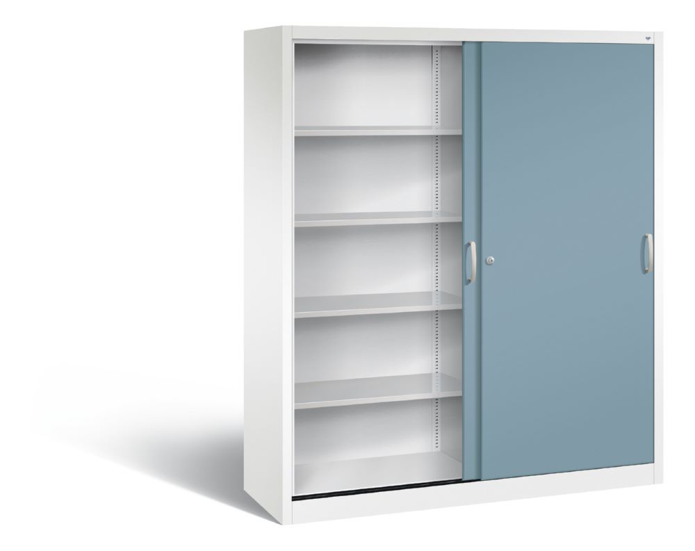 Produktbild C+P Schiebetürenschrank Acurado 2000 1950 x 1600 x 500 mm weiß horizontblau