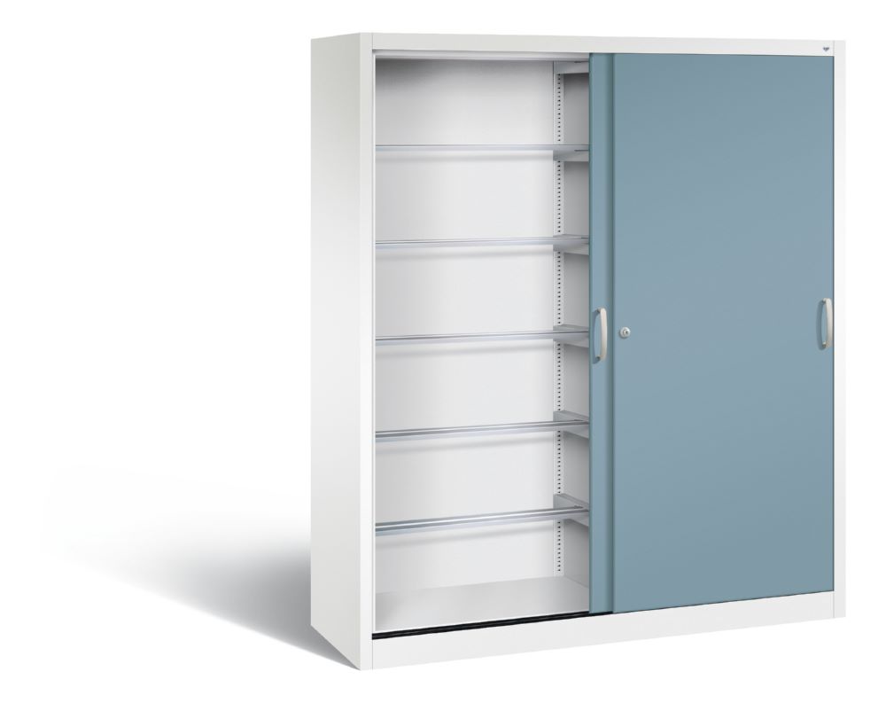 Produktbild C+P Schiebetürenschrank Acurado 2000 1950 x 1600 x 500 mm weiß horizontblau