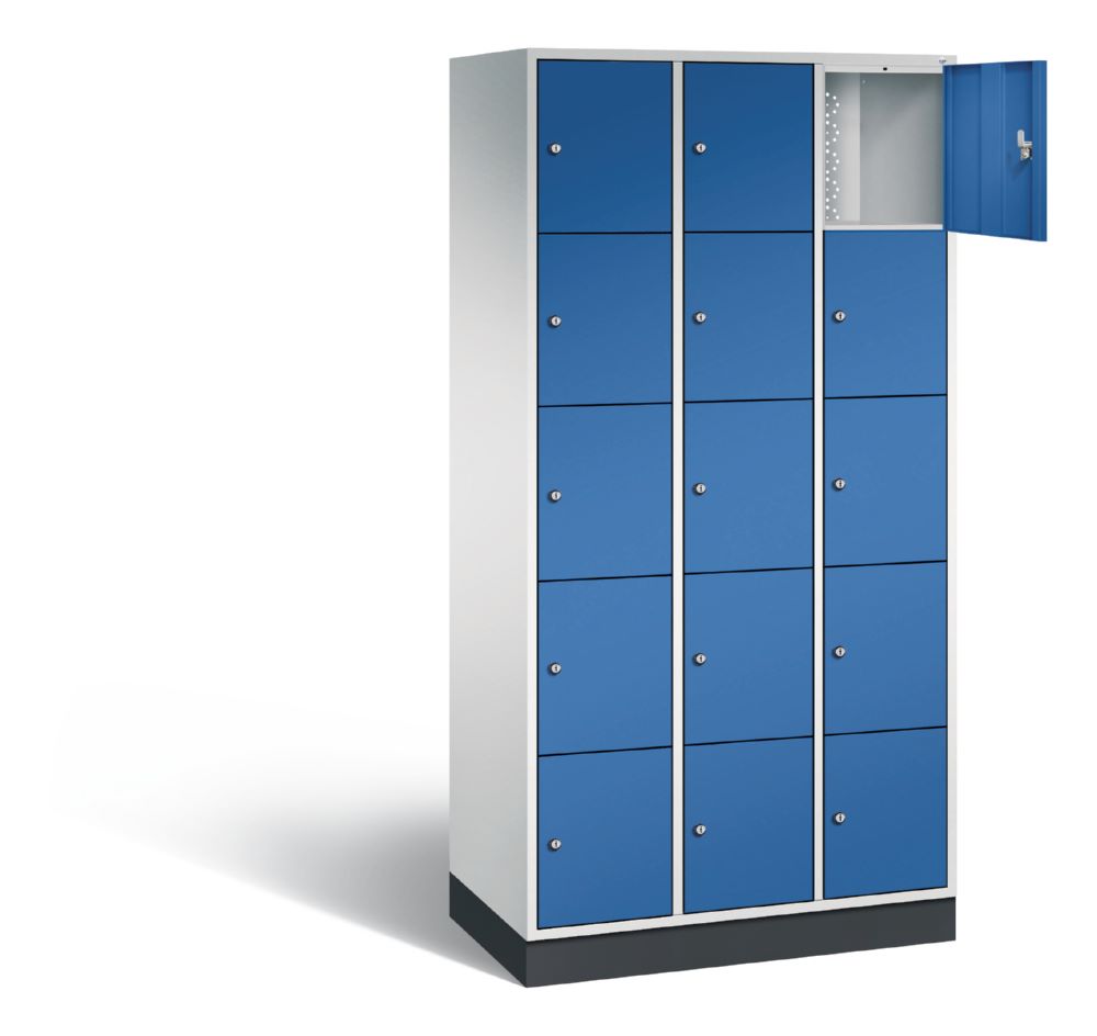 Produktbild C+P Schließfachschrank Intro 15 Fächer 1950 x 920 x 490 mm lichtgrau enzianblau bild 2