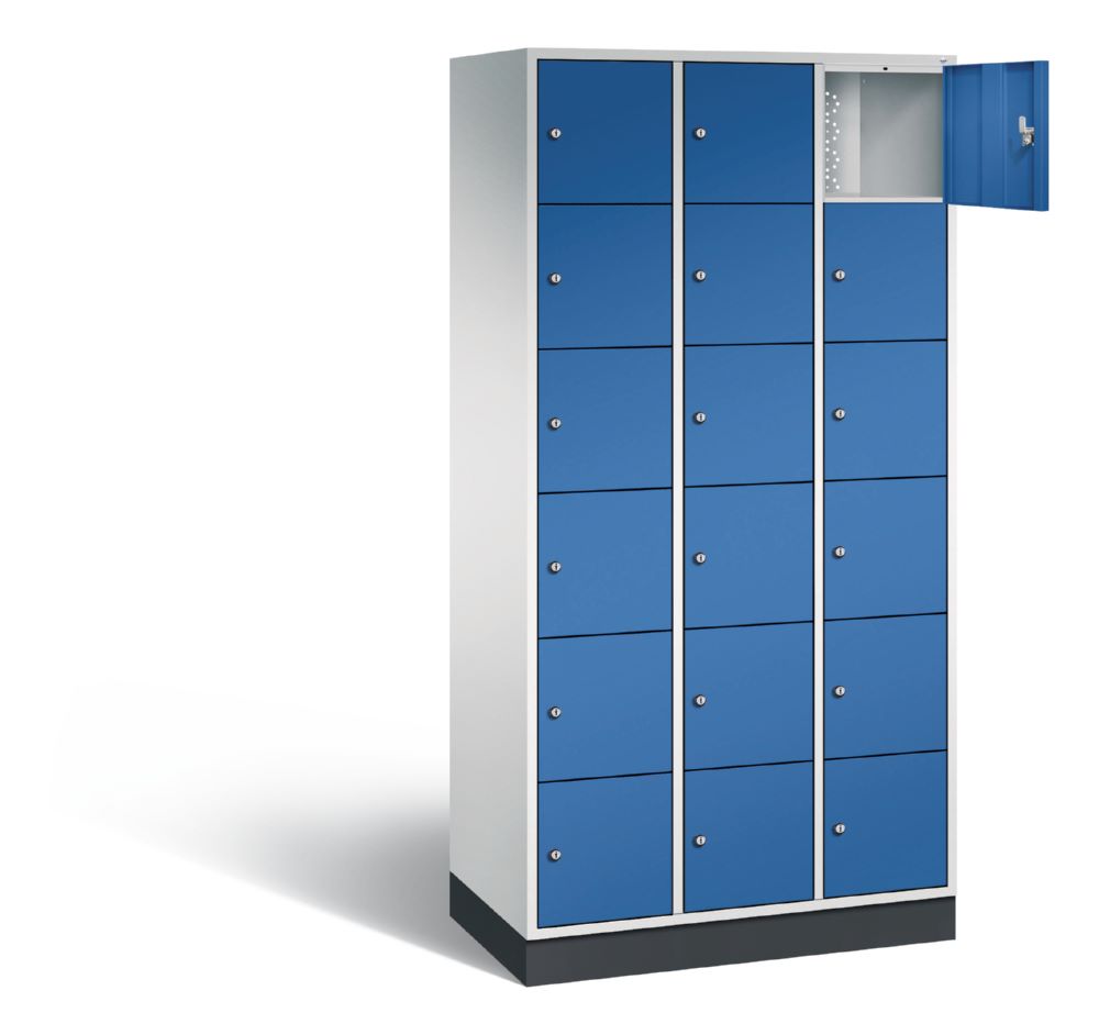 Produktbild C+P Schließfachschrank Intro 18 Fächer 1950 x 920 x 490 mm lichtgrau enzianblau bild 2