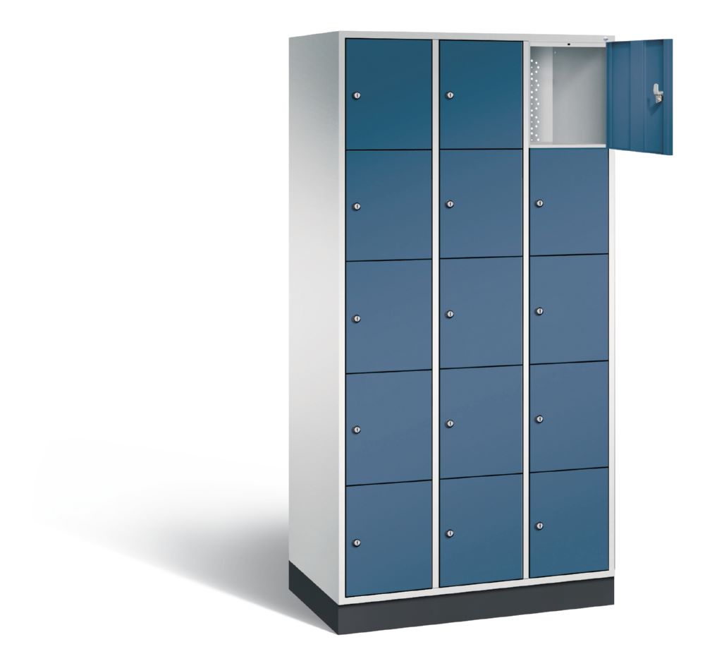 Produktbild C+P Schließfachschrank Intro 15 Fächer 1950 x 920 x 490 mm lichtgrau fernblau bild 2