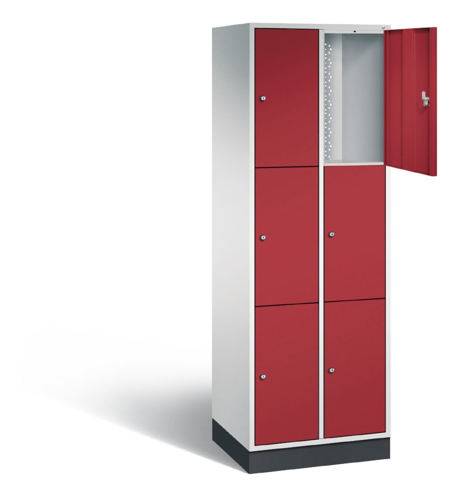 Produktbild C+P Hoher Schließfachschrank Intro 6 Fächer Frontfarbe rubinrot 620 x 490 x 1950 mm bild 2