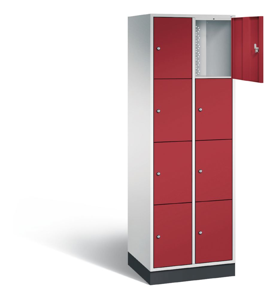 Produktbild C+P Hoher Schließfachschrank Intro 8 Fächer Front in rubinrot 620 x 490 x 1950 mm bild 2