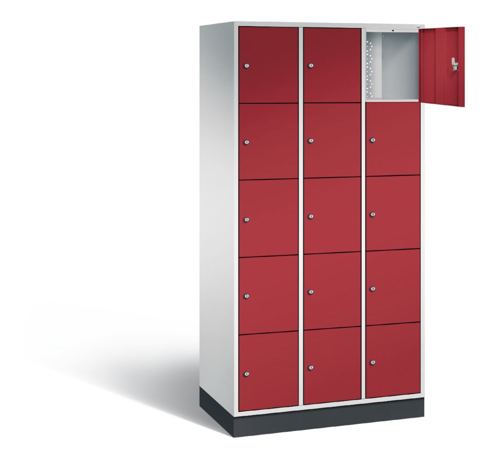 Produktbild C+P Schließfachschrank Intro 15 Fächer 1950 x 920 x 490 mm lichtgrau rubinrot bild 2