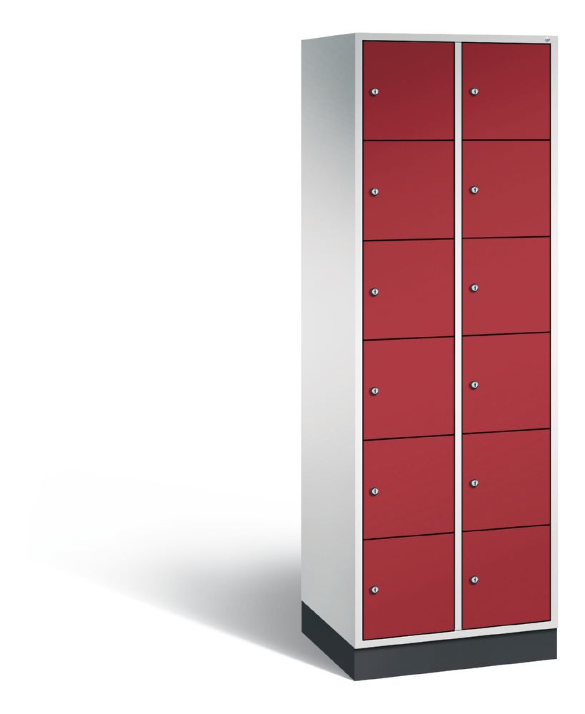 Produktbild C+P Schließfachschrank Intro 12 Fächer 1950 x 620 x 490 mm lichtgrau rubinrot