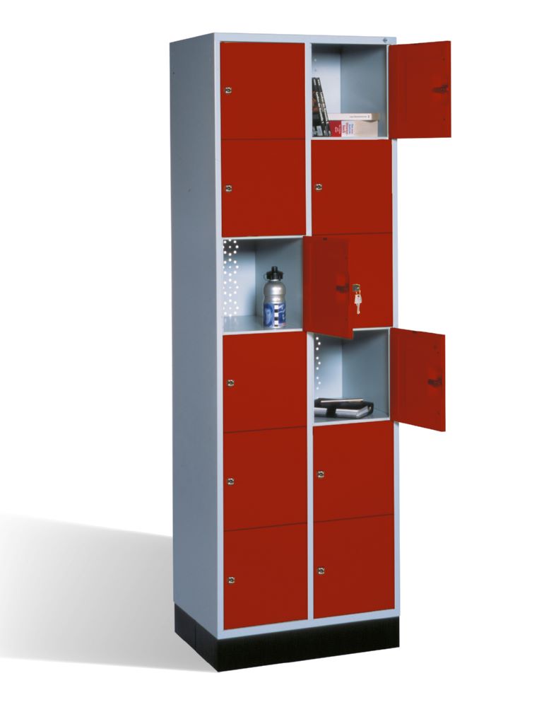 Produktbild C+P Schließfachschrank Intro 12 Fächer 1950 x 620 x 490 mm lichtgrau rubinrot bild 2