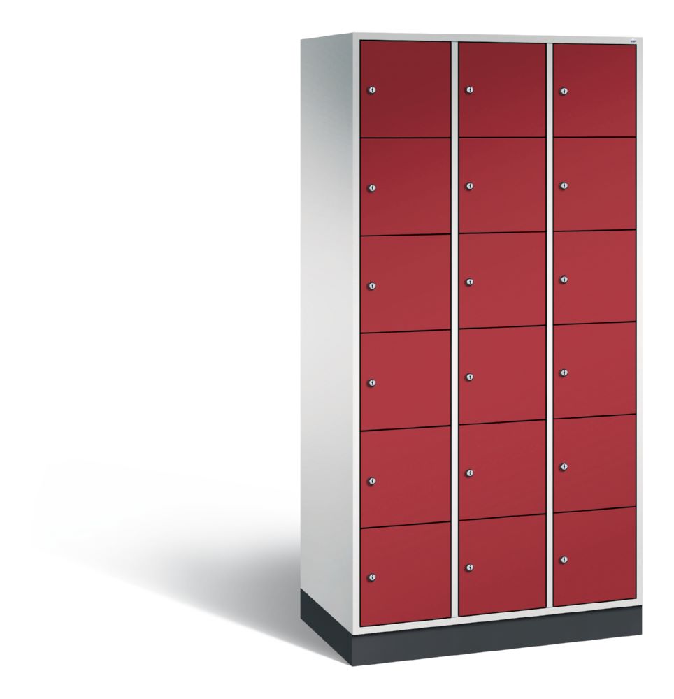 Produktbild C+P Schließfachschrank Intro 18 Fächer 1950 x 920 x 490 mm lichtgrau rubinrot