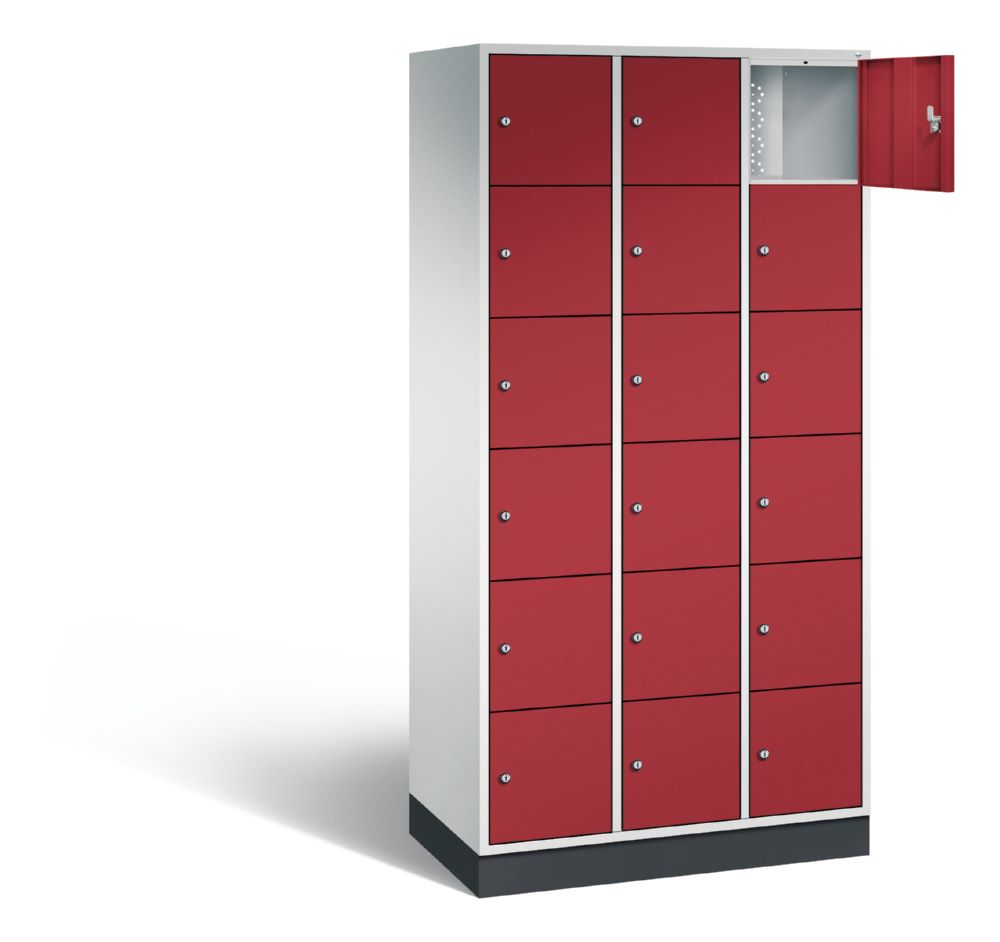 Produktbild C+P Schließfachschrank Intro 18 Fächer 1950 x 920 x 490 mm lichtgrau rubinrot bild 2