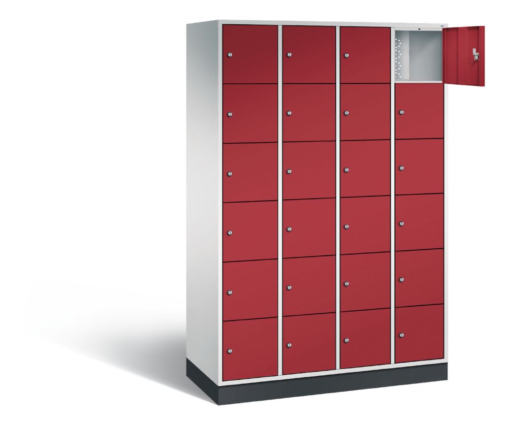 Produktbild C+P Stahl Schließfachschrank Intro 24 Fächer 1950 x 1220 x 490 mm lichtgrau rubinrot bild 2