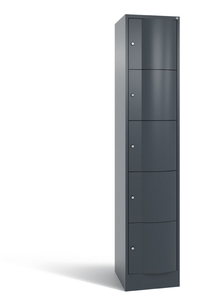 Produktbild C+P Schließfachschrank Resisto aus Stahl 5 Fächer in anthrazit 396 x 540 x 1950 mm