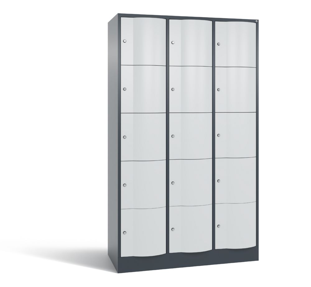 Produktbild C+P Schließfachschrank Resisto 15 Fächer 1950 x 1148 x 540 mm anthrazit lichtgrau