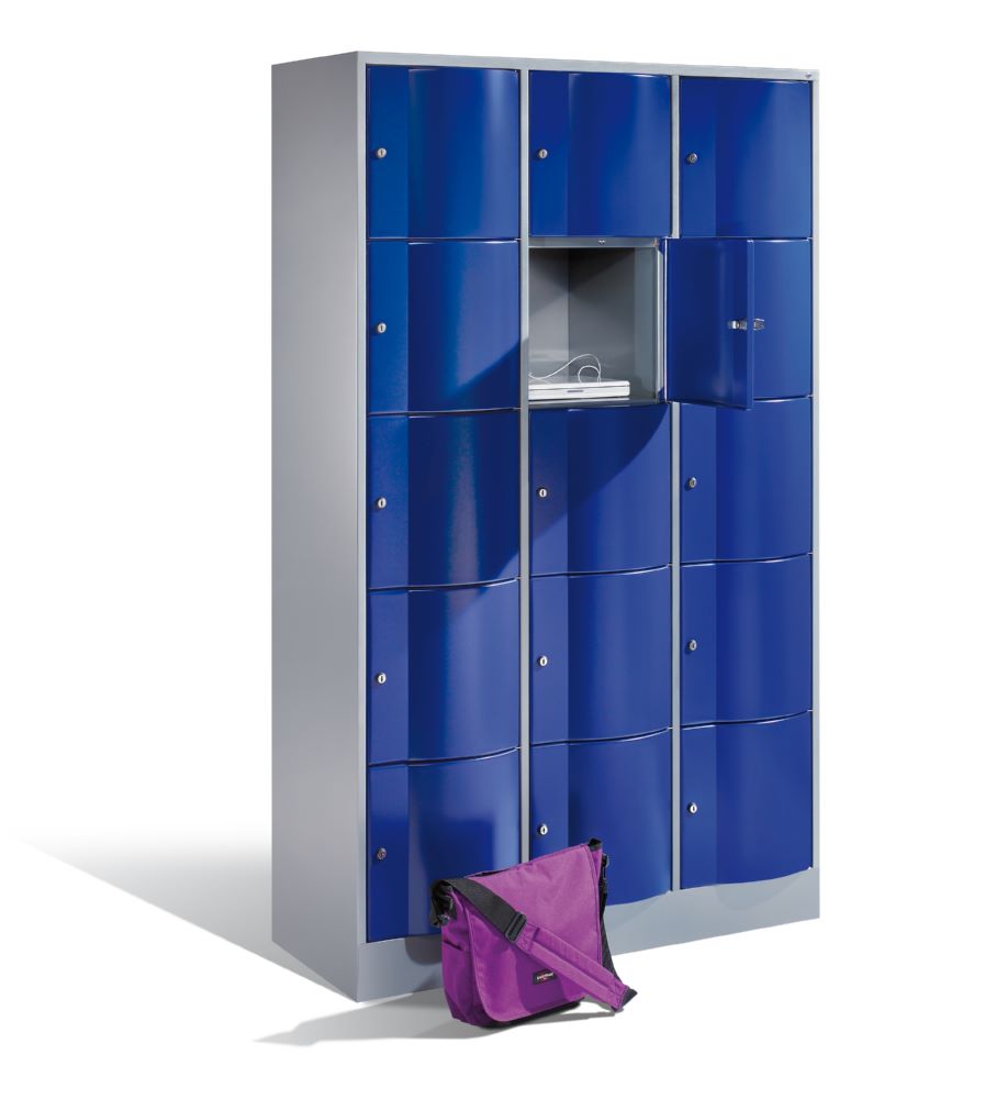 Produktbild C+P Schließfachschrank Resisto 15 Fächer 1950 x 1148 x 540 mm lichtgrau enzianblau bild 3