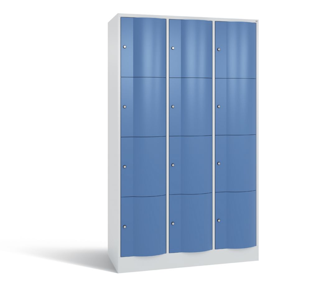Produktbild C+P Schließfachschrank Resisto 12 Fächer 1950 x 1148 x 540 mm lichtgrau fernblau