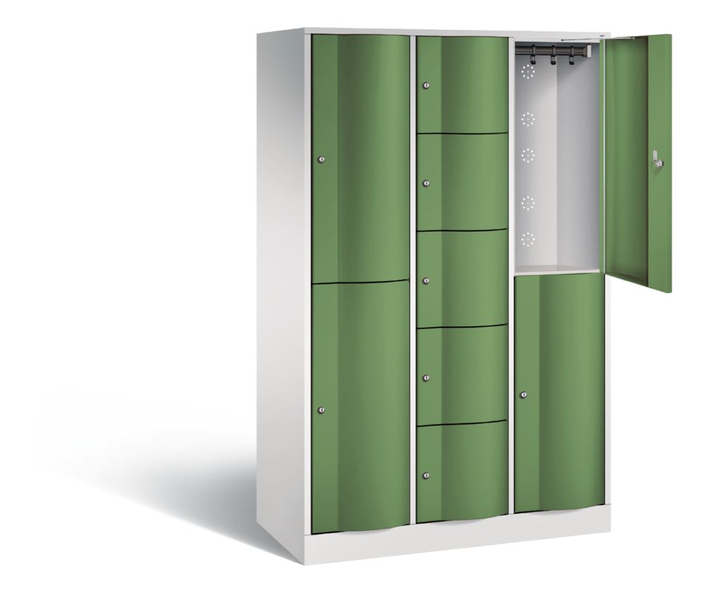 Produktbild C+P Schließfachschrank Resisto 9 Fächer 1950 x 1148 x 540 mm lichtgrau resedagrün bild 2