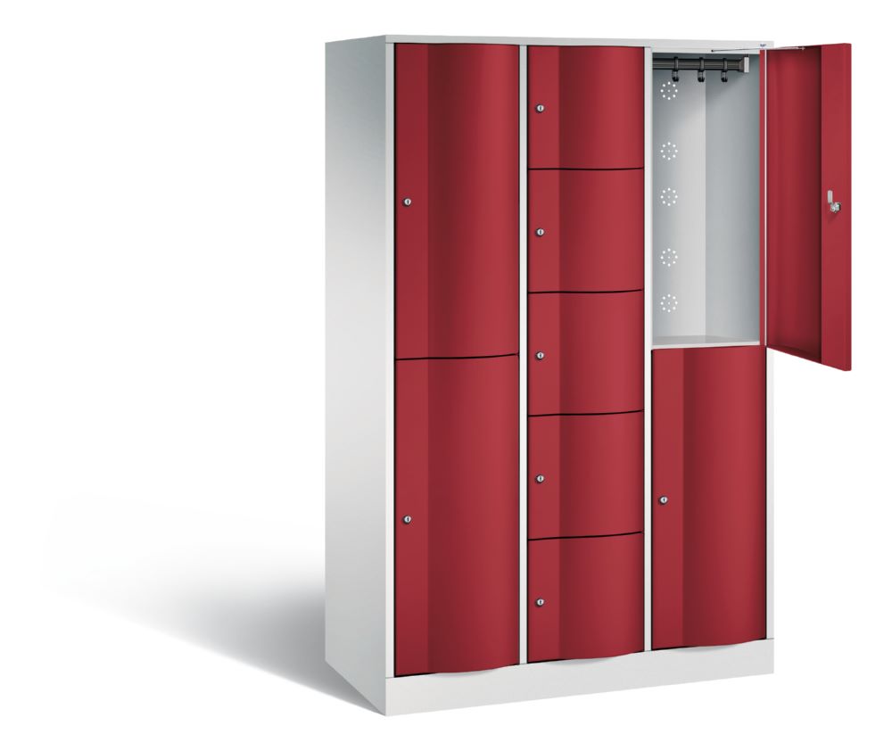 Produktbild C+P Schließfachschrank Resisto 9 Fächer 1950 x 1148 x 540 mm lichtgrau rubinrot bild 2
