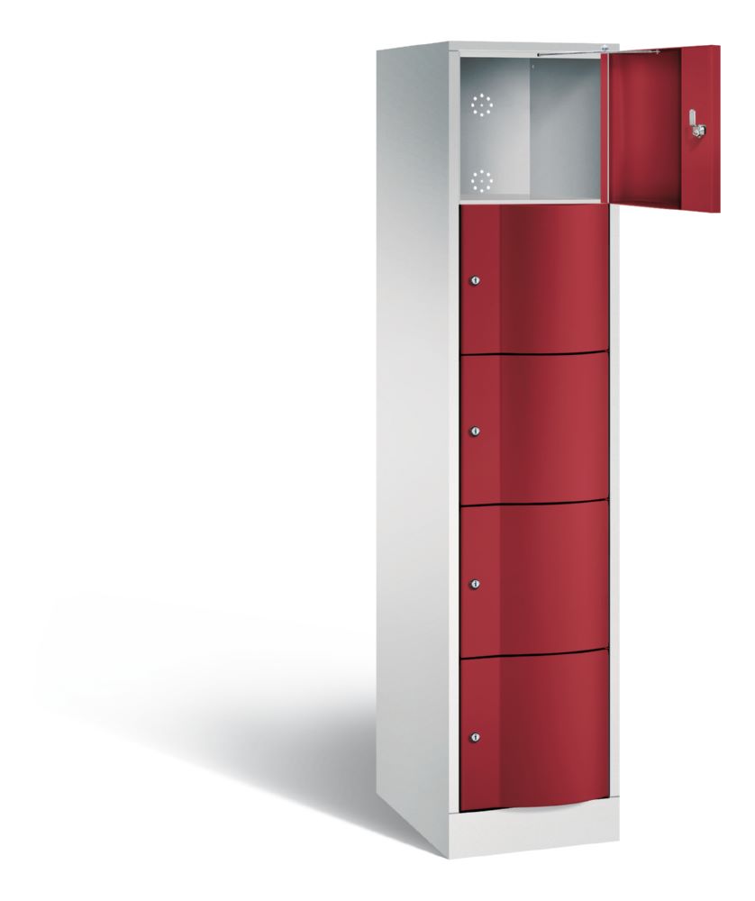 Produktbild C+P Schließfachschrank Resisto aus Stahl 5 Fächer rubinrot 396 x 540 x 1950 mm bild 2