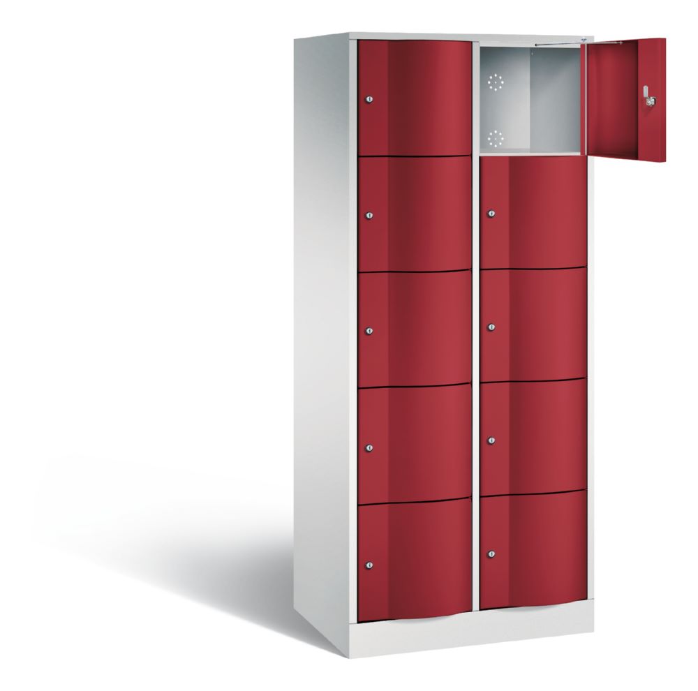 Produktbild C+P Schließfachschrank Resisto 10 Fächer 1950 x 772 x 540 mm lichtgrau rubinrot bild 2